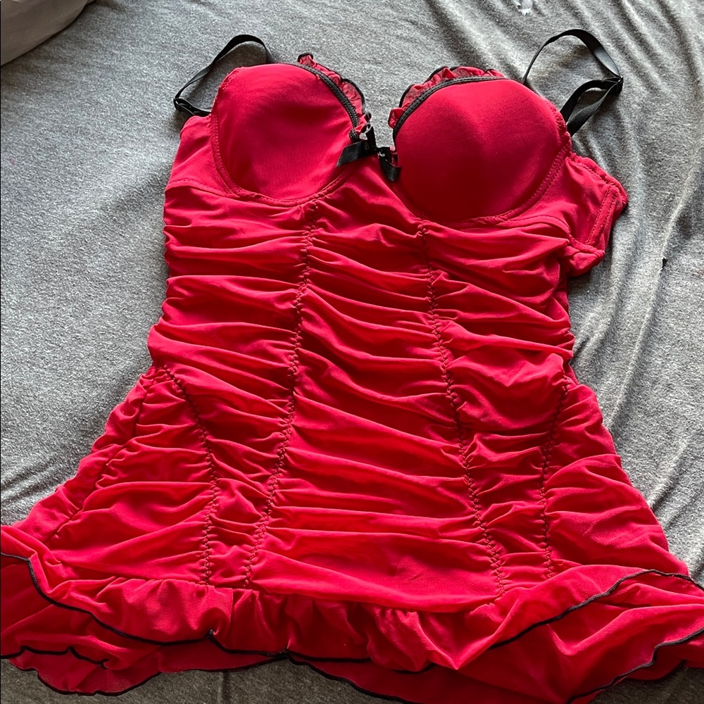 Frederick's of Hollywood Red Ruched Chemise